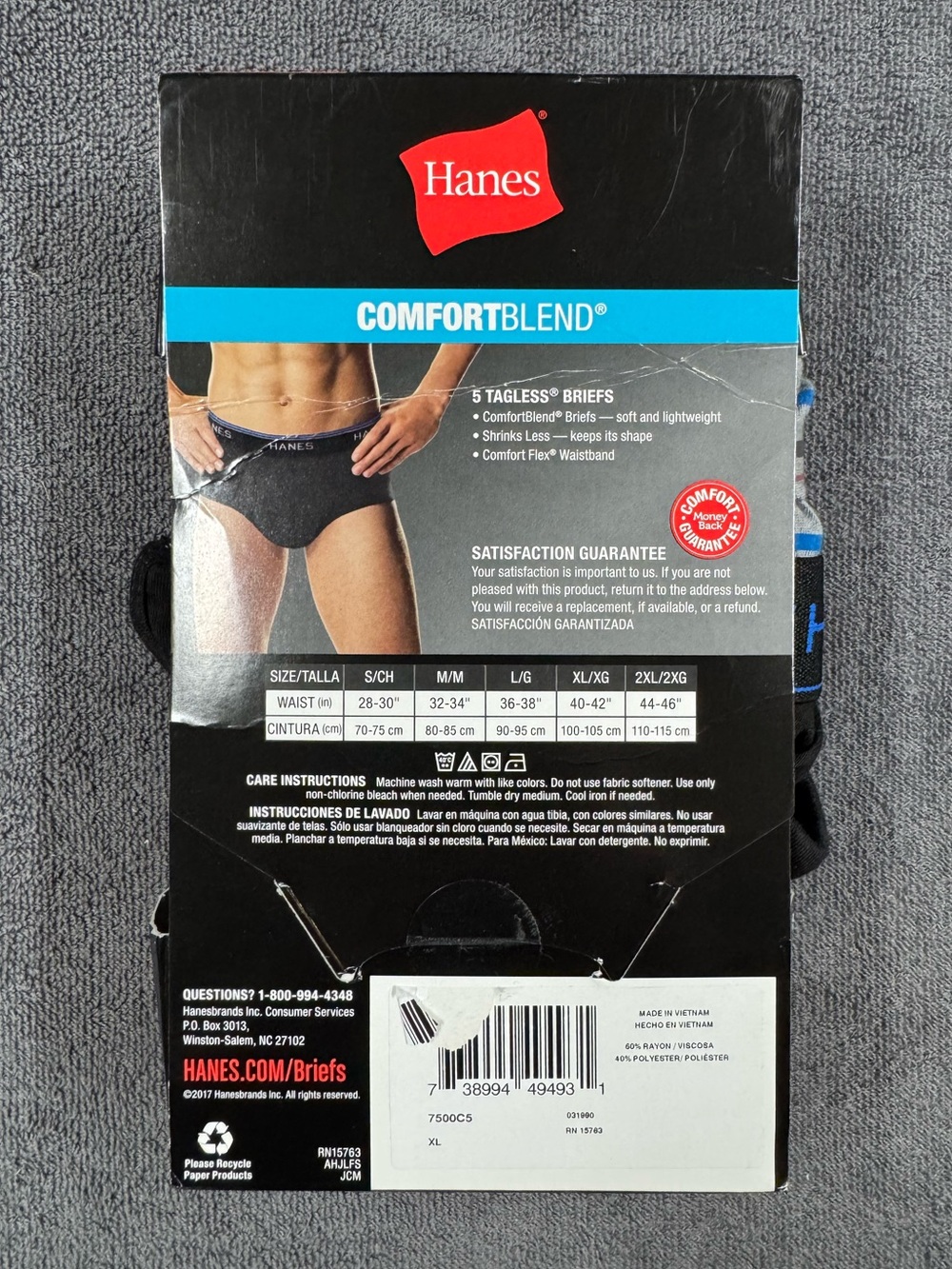 Four men's Hanes tagless fashion briefs - Picture 3 of 4